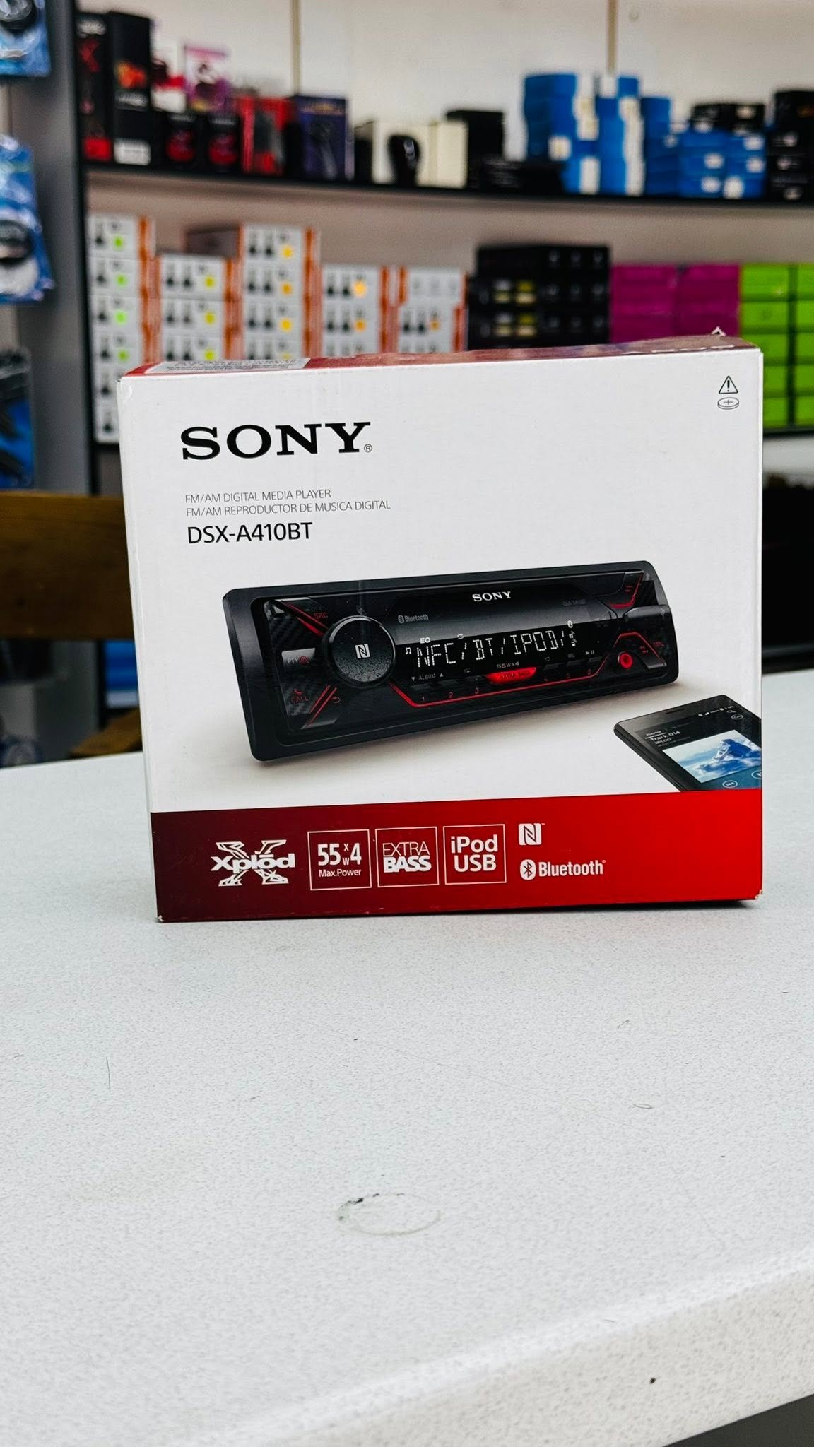 Sony car audio equipment on display in the ZED shop